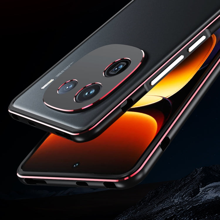 For vivo iQOO 12 Aurora Series Lens Protector + Metal Frame Phone Case(Black Silver)