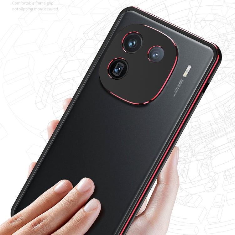 For vivo iQOO 12 Aurora Series Lens Protector + Metal Frame Phone Case(Black Silver)