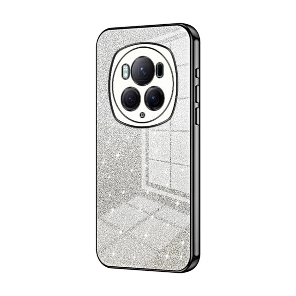 For Honor Magic6 Pro Gradient Glitter Powder Electroplated Phone Case(Black)