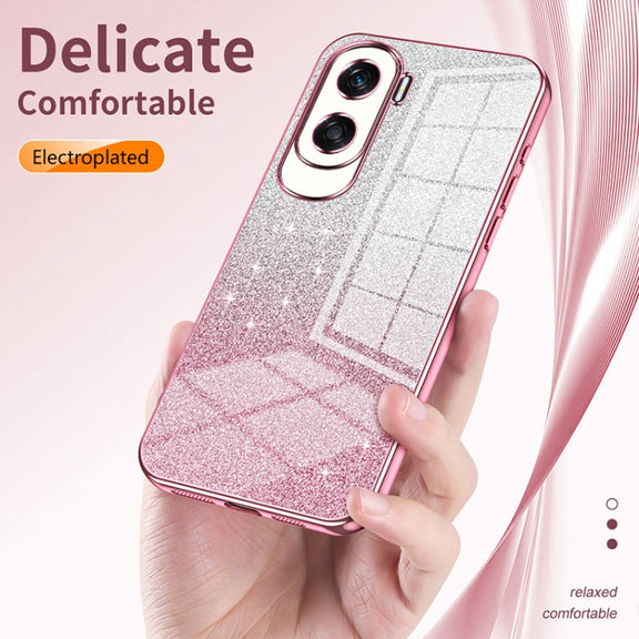 For Honor 50 / Huawei nova 9 Gradient Glitter Powder Electroplated Phone Case(Black)