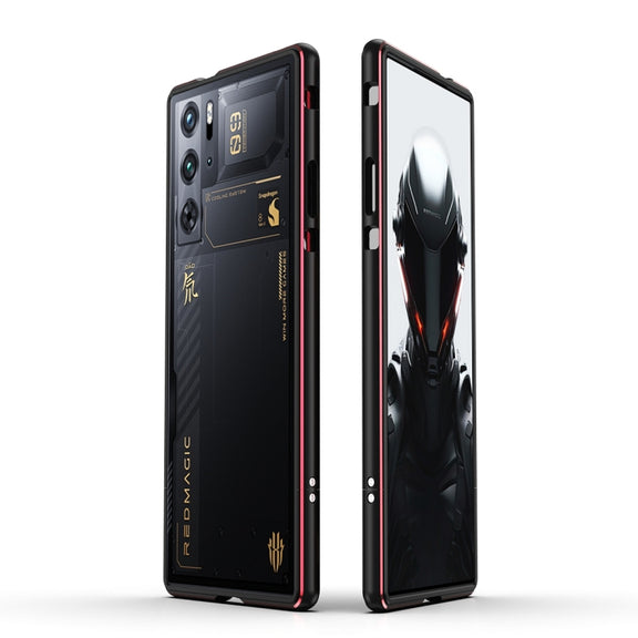 For ZTE nubia Red Magic 10 Pro / 10 Pro+ Aurora Series Metal Frame Phone Case(Black Red)