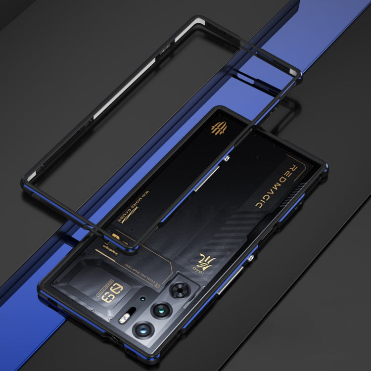 For ZTE nubia Red Magic 10 Pro / 10 Pro+ Aurora Series Metal Frame Phone Case(Black Blue)