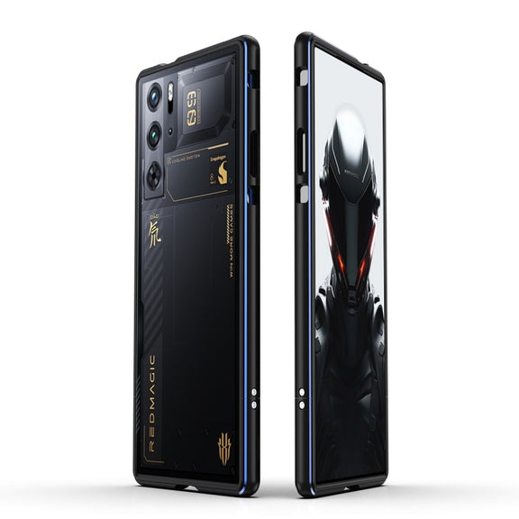For ZTE nubia Red Magic 10 Pro / 10 Pro+ Aurora Series Metal Frame Phone Case(Black Blue)