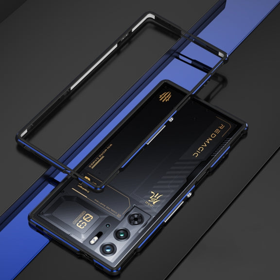 For ZTE nubia Red Magic 10 Pro / 10 Pro+ Aurora Series Metal Frame Phone Case(Black Blue)