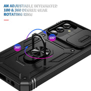 For Samsung Galaxy S24 5G Sliding Camshield TPU + PC Phone Case with Holder(Black)