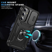 For Samsung Galaxy S24 5G Sliding Camshield TPU + PC Phone Case with Holder(Black)