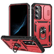For Samsung Galaxy S24 5G Sliding Camshield TPU + PC Phone Case with Holder(Red+Black) - Galaxy S24 5G Cases by PMC TechLife | Online Shopping South Africa | PMC TechLife