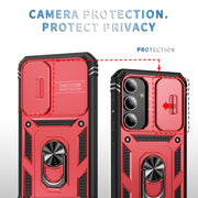 For Samsung Galaxy S24 5G Sliding Camshield TPU + PC Phone Case with Holder(Red+Black)