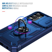 For Samsung Galaxy S24 5G Sliding Camshield TPU + PC Phone Case with Holder(Navy Blue)