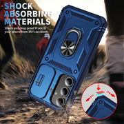 For Samsung Galaxy S24 5G Sliding Camshield TPU + PC Phone Case with Holder(Navy Blue)