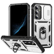 For Samsung Galaxy S24+ 5G Sliding Camshield TPU + PC Phone Case with Holder(White+Black) - Galaxy S24+ 5G Cases by PMC TechLife | Online Shopping South Africa | PMC TechLife