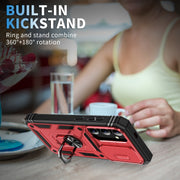 For Samsung Galaxy S24+ 5G Sliding Camshield TPU + PC Phone Case with Holder(Red+Black)