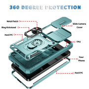 For Samsung Galaxy S24+ 5G Sliding Camshield TPU + PC Phone Case with Holder(Green)