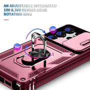 For Samsung Galaxy S24 Ultra 5G Sliding Camshield TPU + PC Phone Case with Holder(Pink+Rose Red)