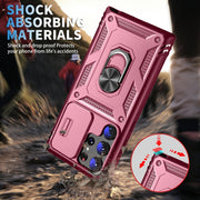 For Samsung Galaxy S24 Ultra 5G Sliding Camshield TPU + PC Phone Case with Holder(Pink+Rose Red)