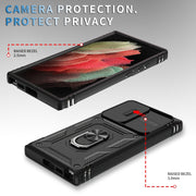 For Samsung Galaxy S24 Ultra 5G Sliding Camshield TPU + PC Phone Case with Holder(Black)