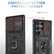 For Samsung Galaxy S24 Ultra 5G Sliding Camshield TPU + PC Phone Case with Holder(Black)