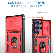 For Samsung Galaxy S24 Ultra 5G Sliding Camshield TPU + PC Phone Case with Holder(Red+Black)