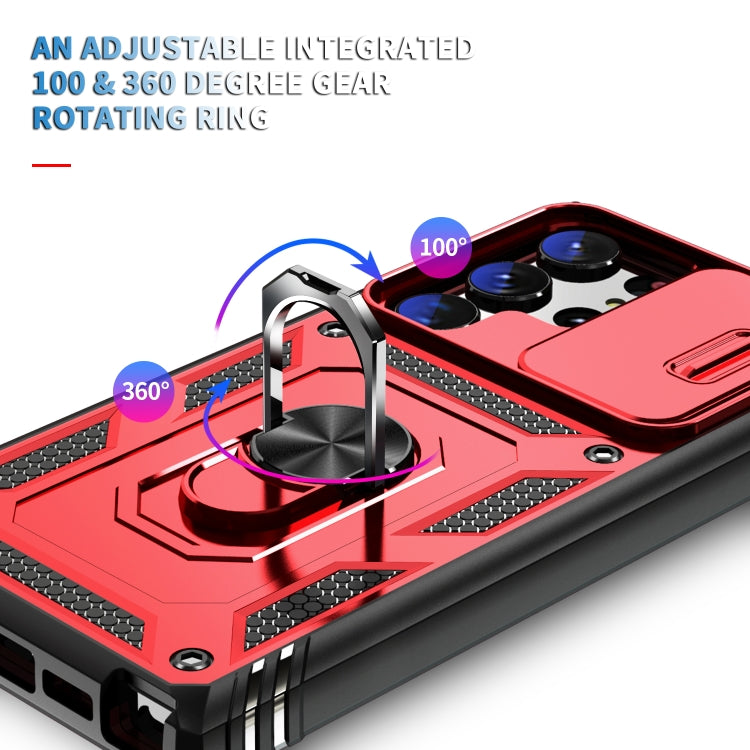 For Samsung Galaxy S24 Ultra 5G Sliding Camshield TPU + PC Phone Case with Holder(Red+Black)