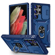 For Samsung Galaxy S24 Ultra 5G Sliding Camshield TPU + PC Phone Case with Holder(Navy Blue) - Galaxy S24 Ultra 5G Cases by PMC TechLife | Online Shopping South Africa | PMC TechLife
