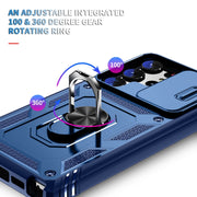 For Samsung Galaxy S24 Ultra 5G Sliding Camshield TPU + PC Phone Case with Holder(Navy Blue)