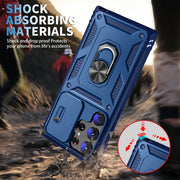For Samsung Galaxy S24 Ultra 5G Sliding Camshield TPU + PC Phone Case with Holder(Navy Blue)