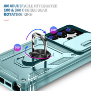 For Samsung Galaxy S24 Ultra 5G Sliding Camshield TPU + PC Phone Case with Holder(Green)