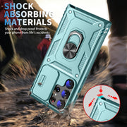 For Samsung Galaxy S24 Ultra 5G Sliding Camshield TPU + PC Phone Case with Holder(Green)