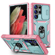 For Samsung Galaxy S24 Ultra 5G Sliding Camshield TPU + PC Phone Case with Holder(Green+Pink) - Galaxy S24 Ultra 5G Cases by PMC TechLife | Online Shopping South Africa | PMC TechLife