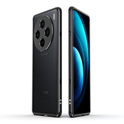 For vivo X100 Aurora Series Metal Frame Phone Case(Black Silver)