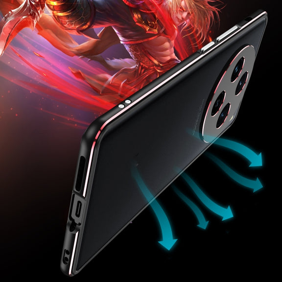 For vivo X100 Aurora Series Metal Frame Phone Case(Black Red)