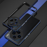 For vivo X100 Aurora Series Metal Frame Phone Case(Black Blue)