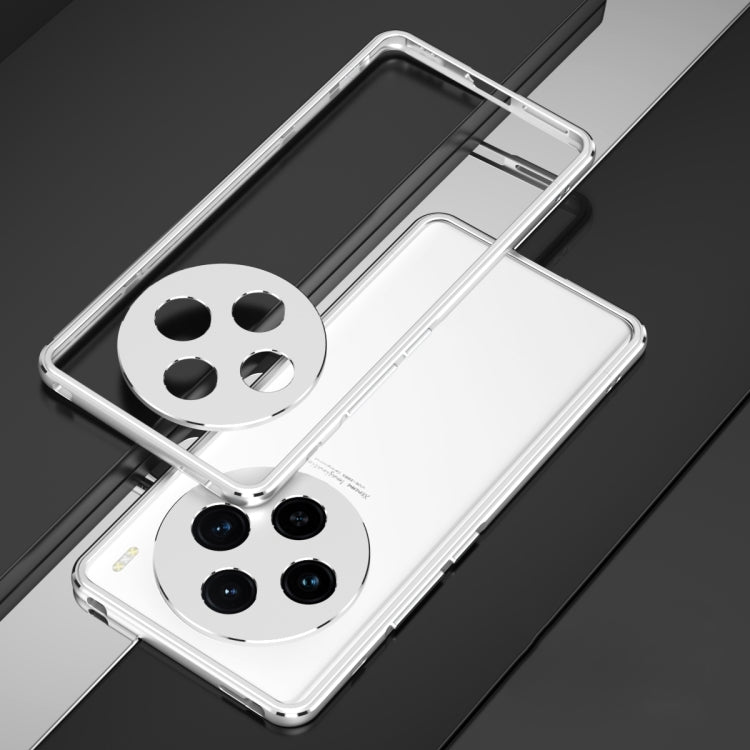 For vivo X100 Aurora Series Metal Frame Phone Case(Silver)