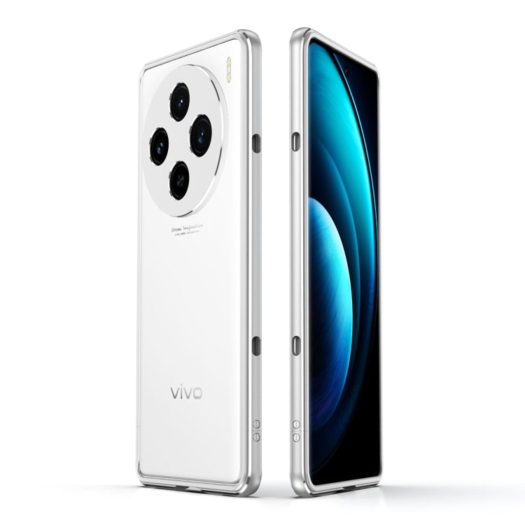 For vivo X100 Aurora Series Metal Frame Phone Case(Silver)