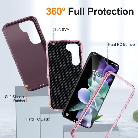 For Samsung Galaxy S24 5G / S25 5G Life Water-resistant Rugged Phone Case(Purple + Pink)