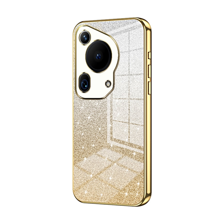 For Huawei Pura 70 Ultra Gradient Glitter Powder Electroplated Phone Case(Gold)
