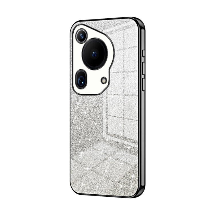 For Huawei Pura 70 Ultra Gradient Glitter Powder Electroplated Phone Case(Black)