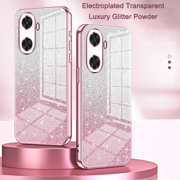 For Huawei P60 / P60 Pro Gradient Glitter Powder Electroplated Phone Case(Silver)
