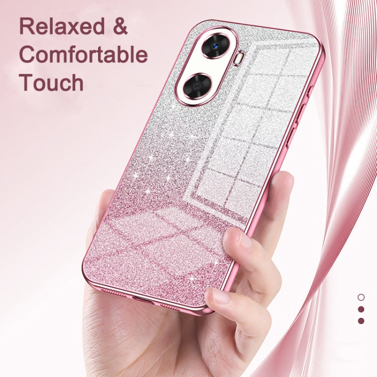 For Huawei P60 / P60 Pro Gradient Glitter Powder Electroplated Phone Case(Silver)
