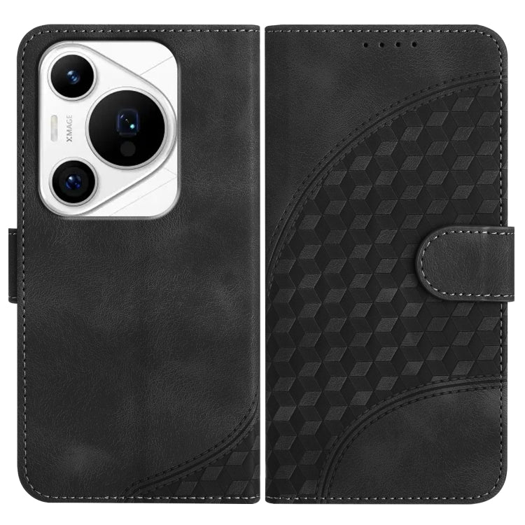 For Huawei Pura 70 Pro/70 Pro+ YX0060 Elephant Head Embossed Phone Leather Case with Lanyard(Black)