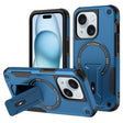 For iPhone 15 MagSafe Holder Armor PC Hybrid TPU Phone Case(Dark Blue) - iPhone 15 Cases by PMC TechLife | Online Shopping South Africa | PMC TechLife