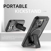 For iPhone 14 Pro Max MagSafe Holder Armor PC Hybrid TPU Phone Case(Black)