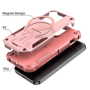 For iPhone 12 Pro Max Armor Magsafe Holder PC Hybrid TPU Phone Case(Pink)