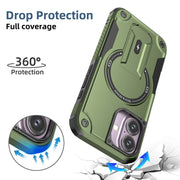 For iPhone 16 Armor Magsafe Holder PC Hybrid TPU Phone Case(Army Green)