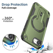 For iPhone 16e Armor Magsafe Holder PC Hybrid TPU Phone Case(Army Green)