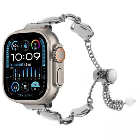 For Apple Watch Ultra 49mm Shell Metal Chain Bracelet Watch Band(Black)