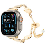 For Apple Watch Ultra 49mm Shell Metal Chain Bracelet Watch Band(Gold)