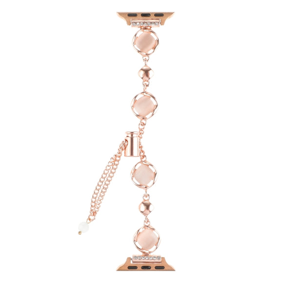 For Apple Watch SE 40mm Shell Metal Chain Bracelet Watch Band(Rose Gold)