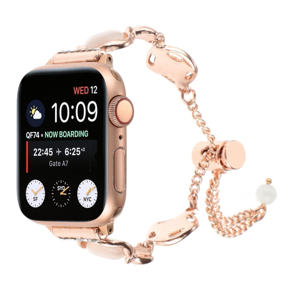 For Apple Watch Series 2 38mm Shell Metal Chain Bracelet Watch Band(Rose Gold)