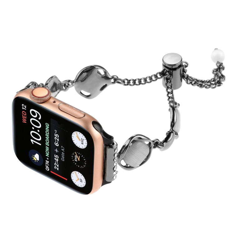 For Apple Watch 38mm Shell Metal Chain Bracelet Watch Band(Black)